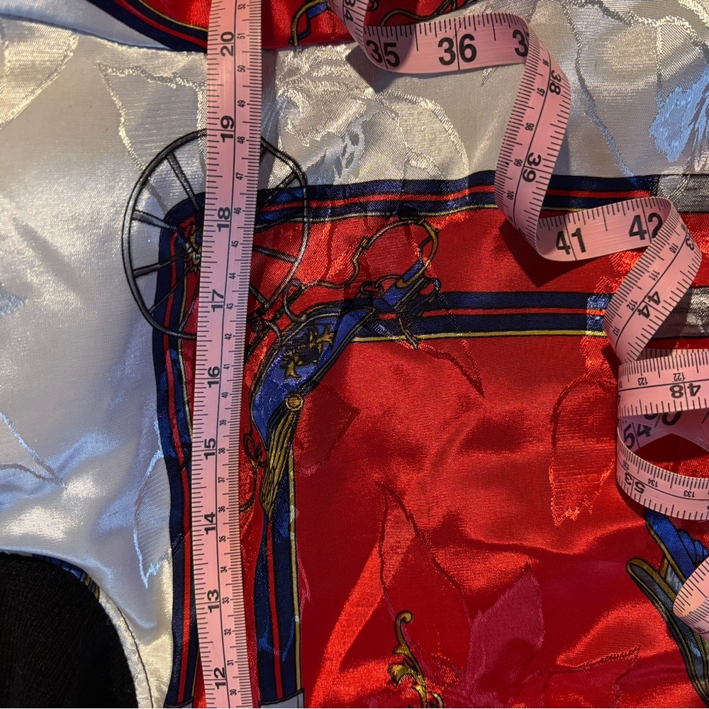 Vibrant Red and White Women's Bomber Jacket - Picture 6 of 7
